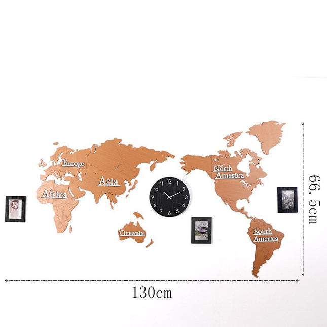 Orologio adesivo mappamondo effetto legno