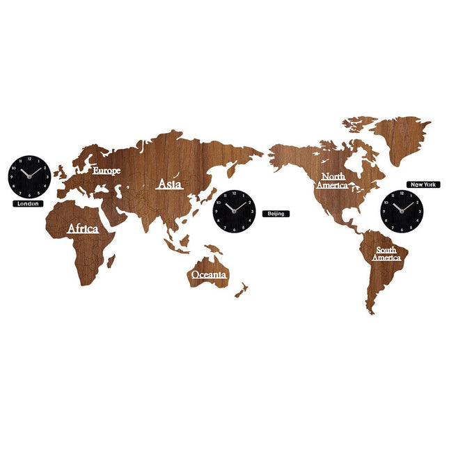 Orologio mappamondo da parete effetto legno