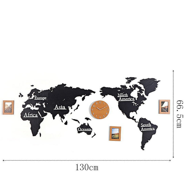 Orologio adesivo mappamondo effetto legno