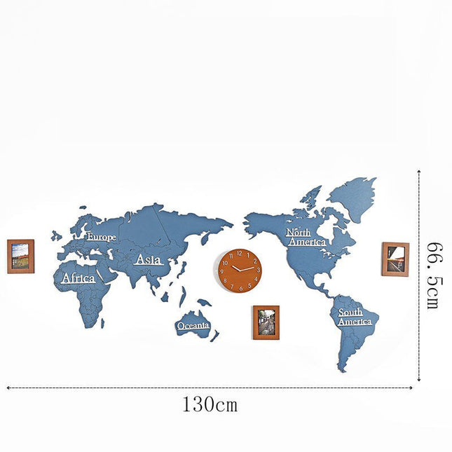 Orologio adesivo mappamondo effetto legno