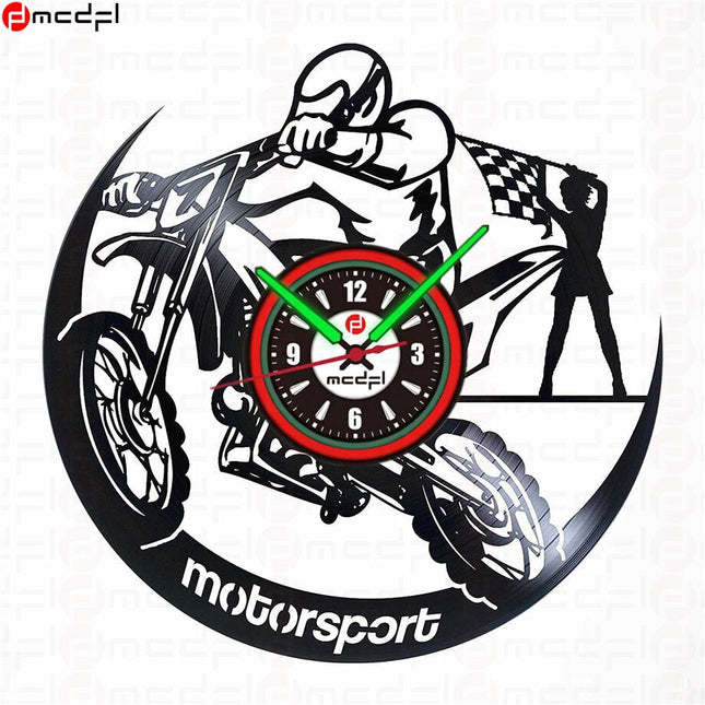 Orologio vinile motocross rosso e verde