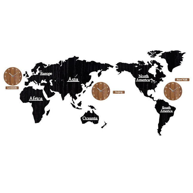 Orologio mappamondo da parete effetto legno