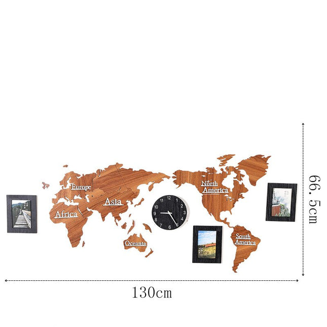 Orologio adesivo mappamondo effetto legno