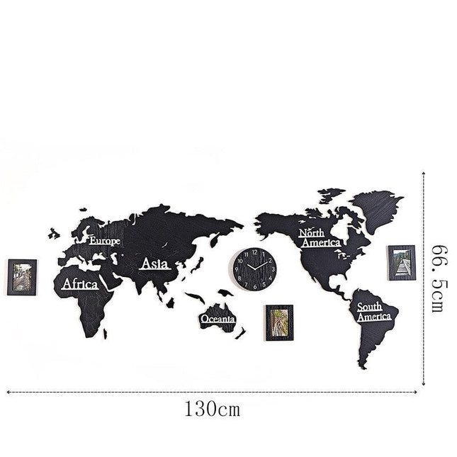 Orologio adesivo mappamondo effetto legno