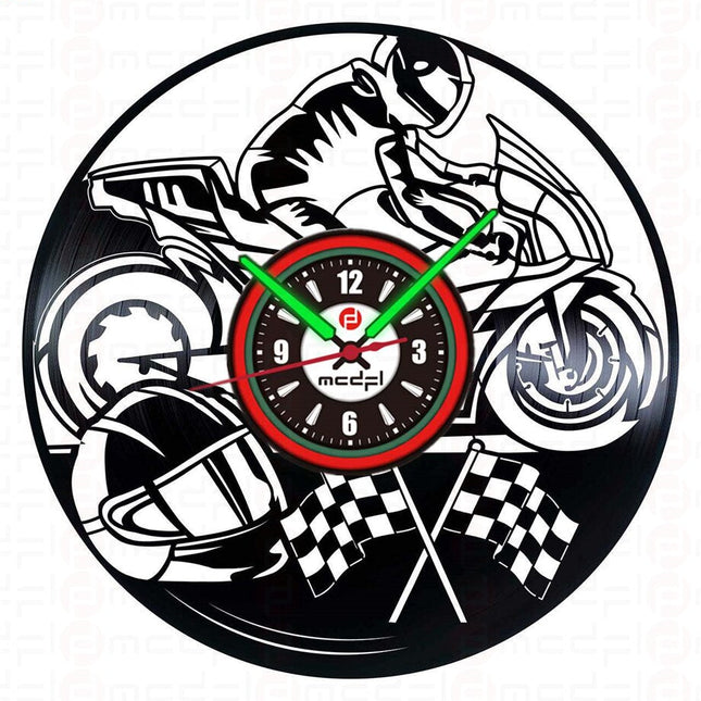 Orologio vinile motocross rosso e verde