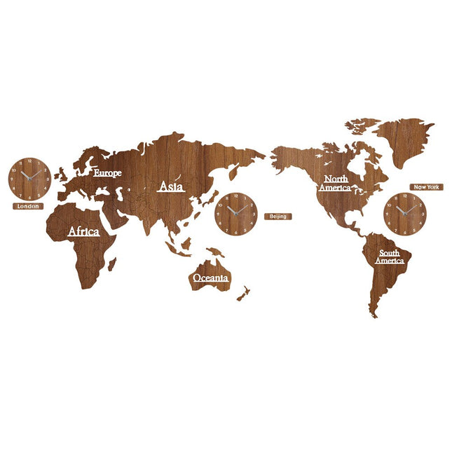 Orologio mappamondo da parete effetto legno