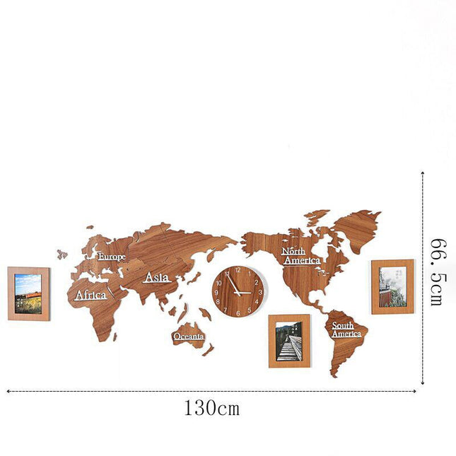 Orologio adesivo mappamondo effetto legno