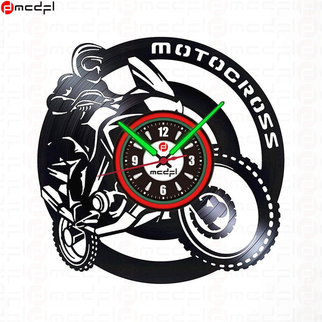 Orologio vinile motocross rosso e verde