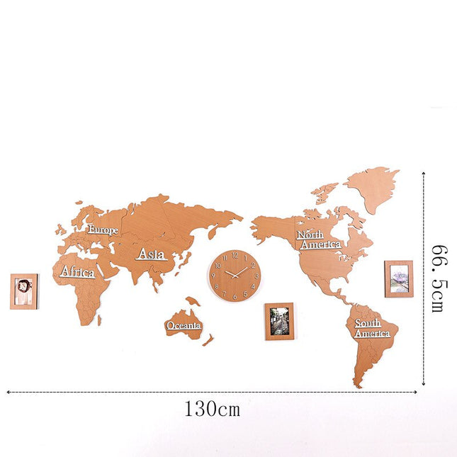 Orologio adesivo mappamondo effetto legno