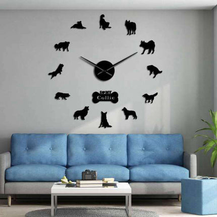 Orologio adesivo da parete razza Collie