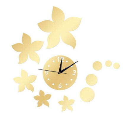 Orologio da Parete Adesivo Fiori Specchio
