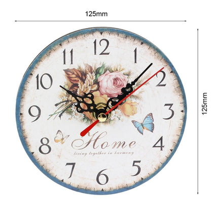 Orologio da parete in legno floreale shabby
