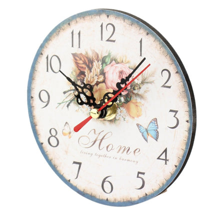 Orologio da parete in legno floreale shabby