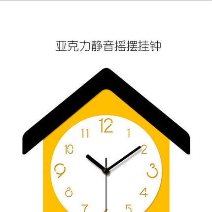 Orologio a pendolo giallo a casetta