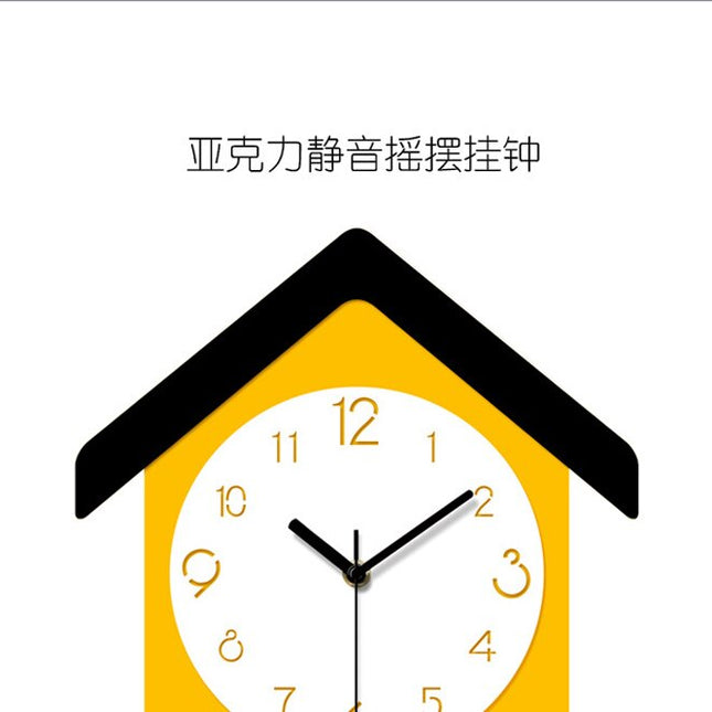 Orologio a pendolo giallo a casetta