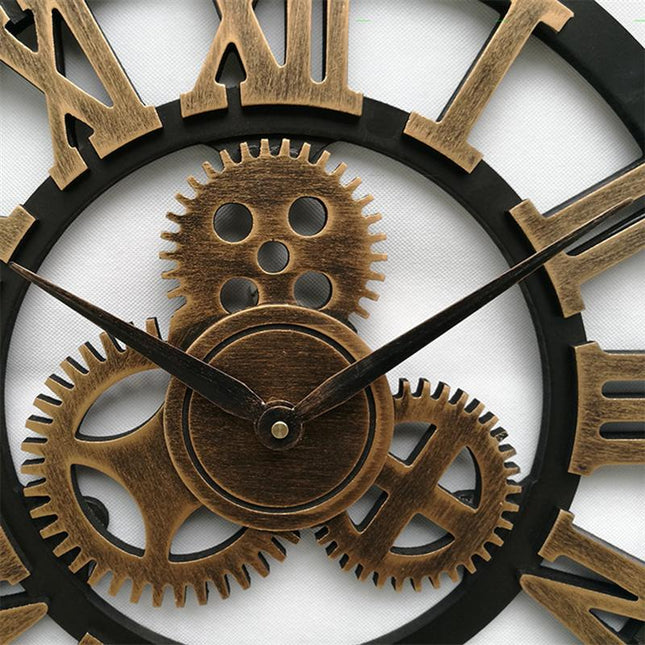 Orologio da parete industriale legno ingranaggi
