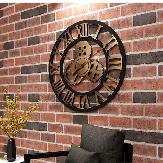 Orologio da parete industriale legno ingranaggi