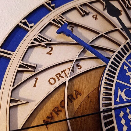 Orologio da parete astronomico blu legno