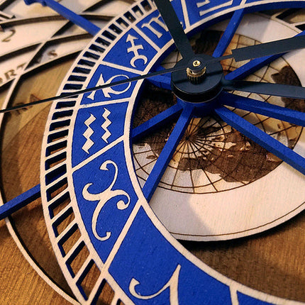 Orologio da parete astronomico blu legno