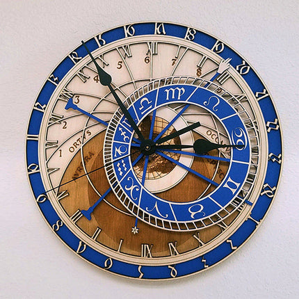 Orologio da parete astronomico blu legno