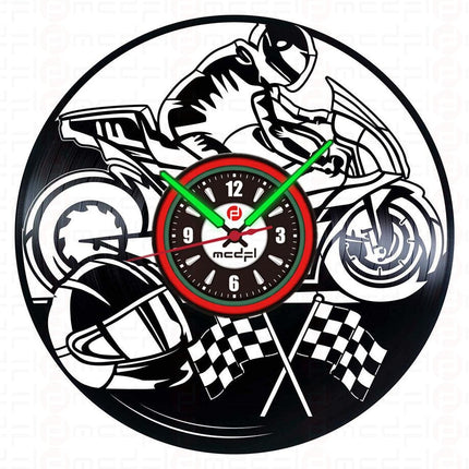Orologio vinile motocross rosso e verde