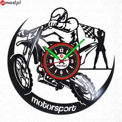 Orologio vinile motocross rosso e verde