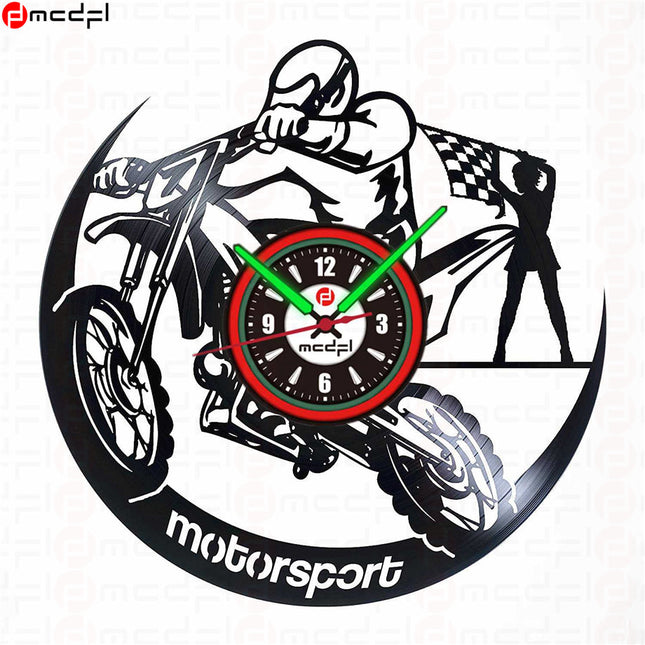 Orologio vinile motocross rosso e verde