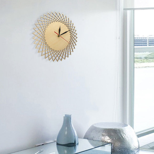 Orologio da parete legno design geometrico sole
