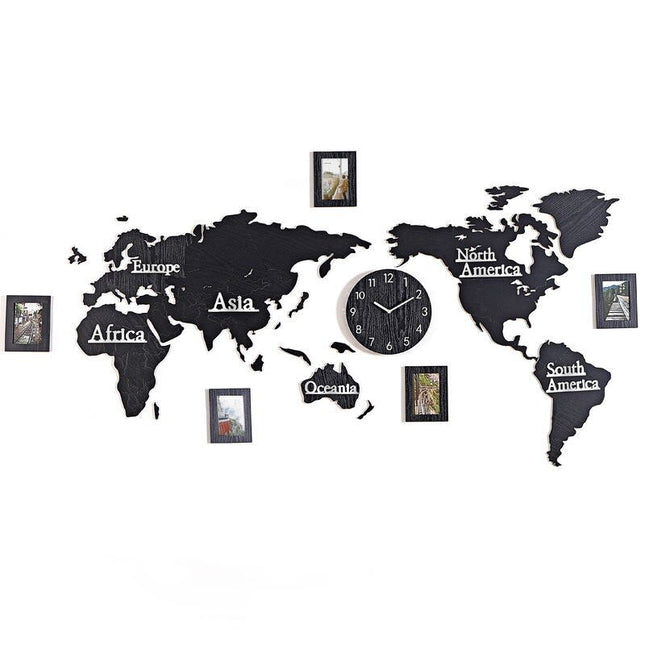 Orologio adesivo mappamondo effetto legno