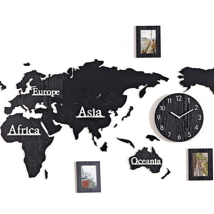 Orologio adesivo mappamondo effetto legno