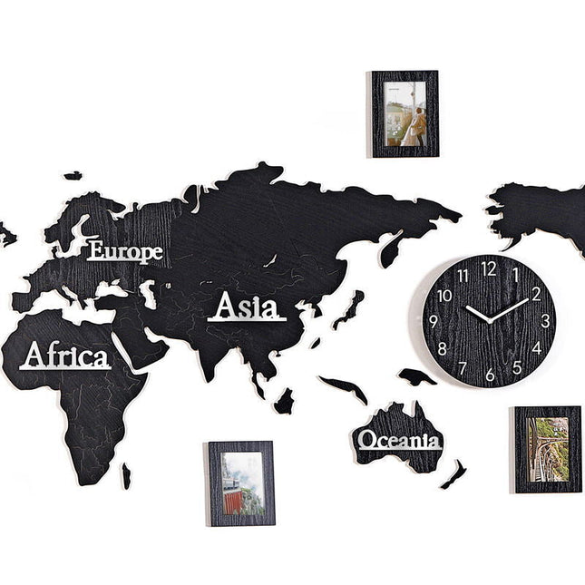 Orologio adesivo mappamondo effetto legno