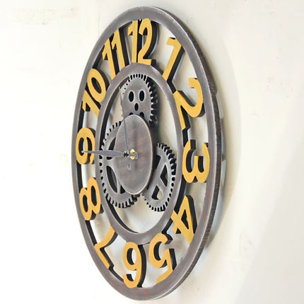 Orologio da parete ingranaggi numeri dorati