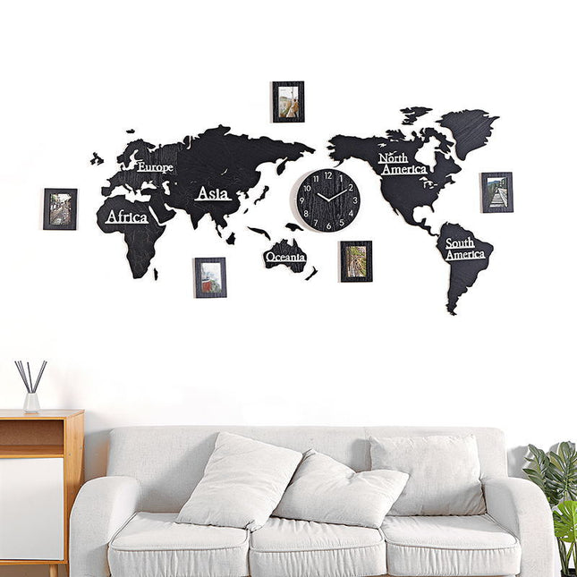 Orologio adesivo mappamondo effetto legno