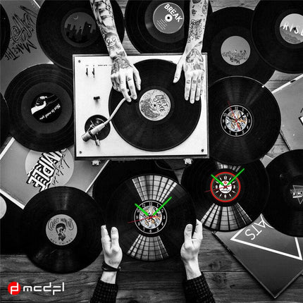 Orologio vinile motocross rosso e verde