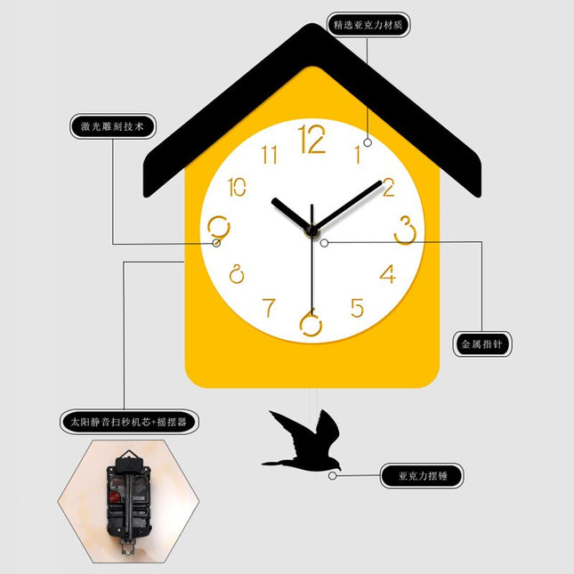 Orologio a pendolo giallo a casetta