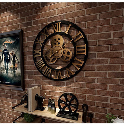 Orologio da parete industrial legno metallo