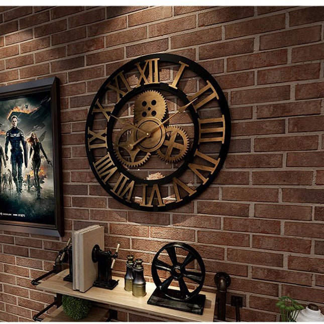 Orologio da parete industrial legno metallo