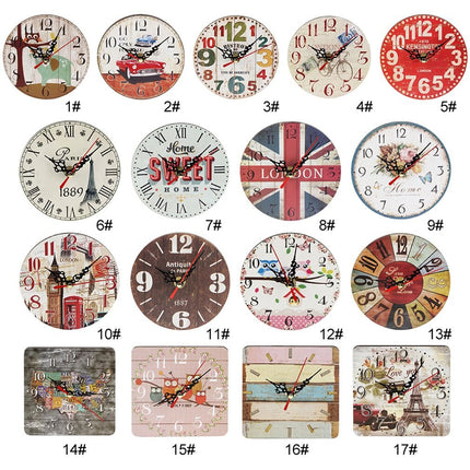 Orologio da parete in legno floreale shabby