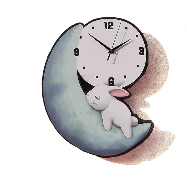 Orologio da parete luna e coniglio