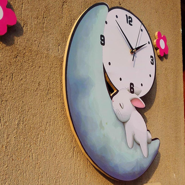 Orologio da parete luna e coniglio