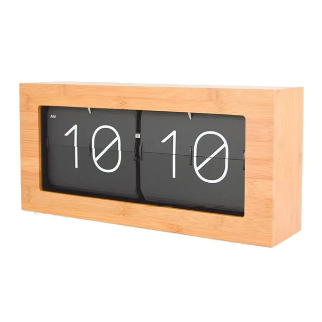 Orologio flip retrò da tavolo in legno