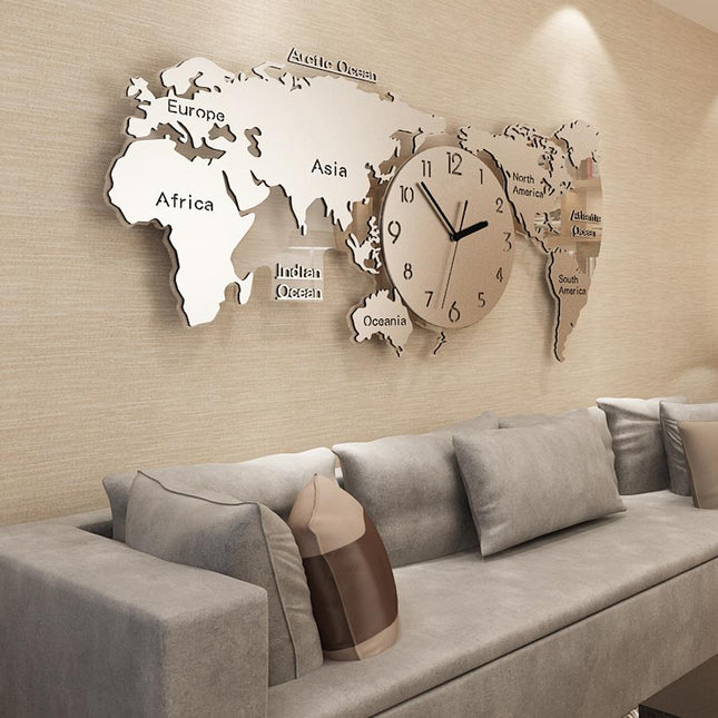 Orologio da parete mappamondo 3D argentato