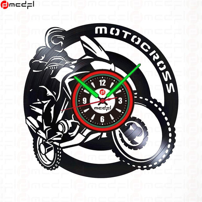 Orologio vinile motocross rosso e verde