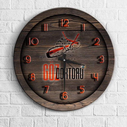 Orologio da parete legno con numeri rossi