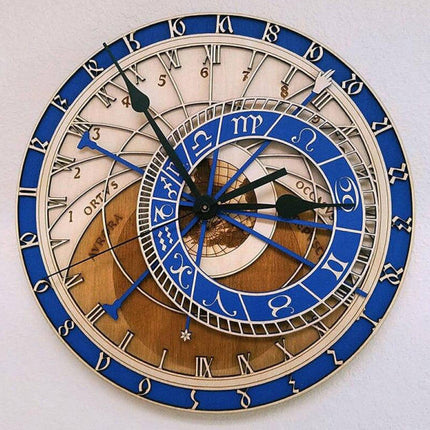 Orologio da parete astronomico blu legno