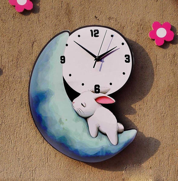 Orologio da parete luna e coniglio