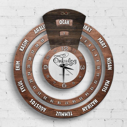 Orologio da parete in legno con calendario