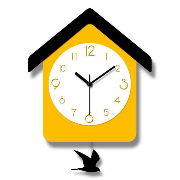 Orologio a pendolo giallo a casetta
