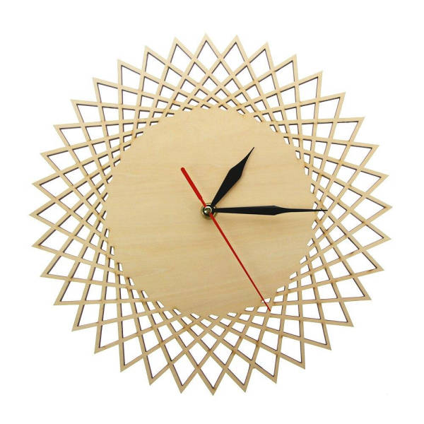 Orologio da parete legno design geometrico sole