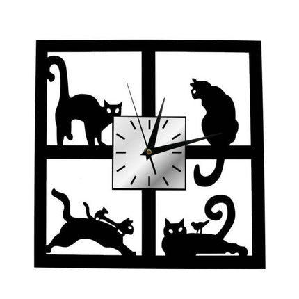 Orologio da parete quadrato design con gatti